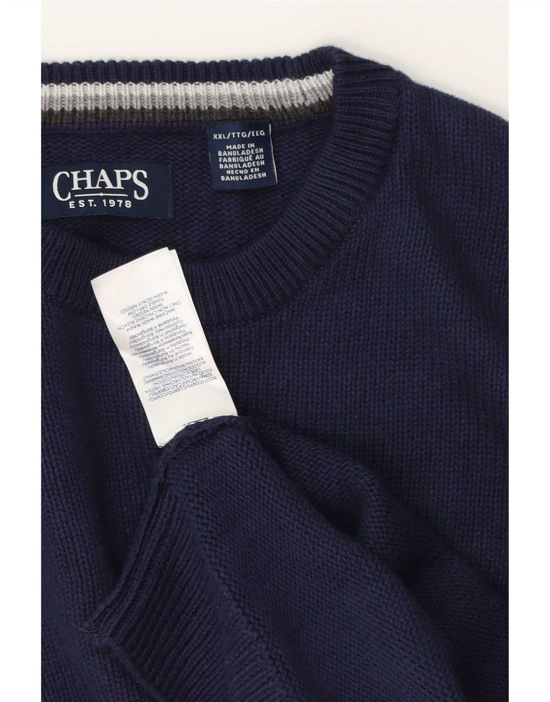 Chaps Pull à col rond coupe classique pour homme 2XL Bleu marine classique