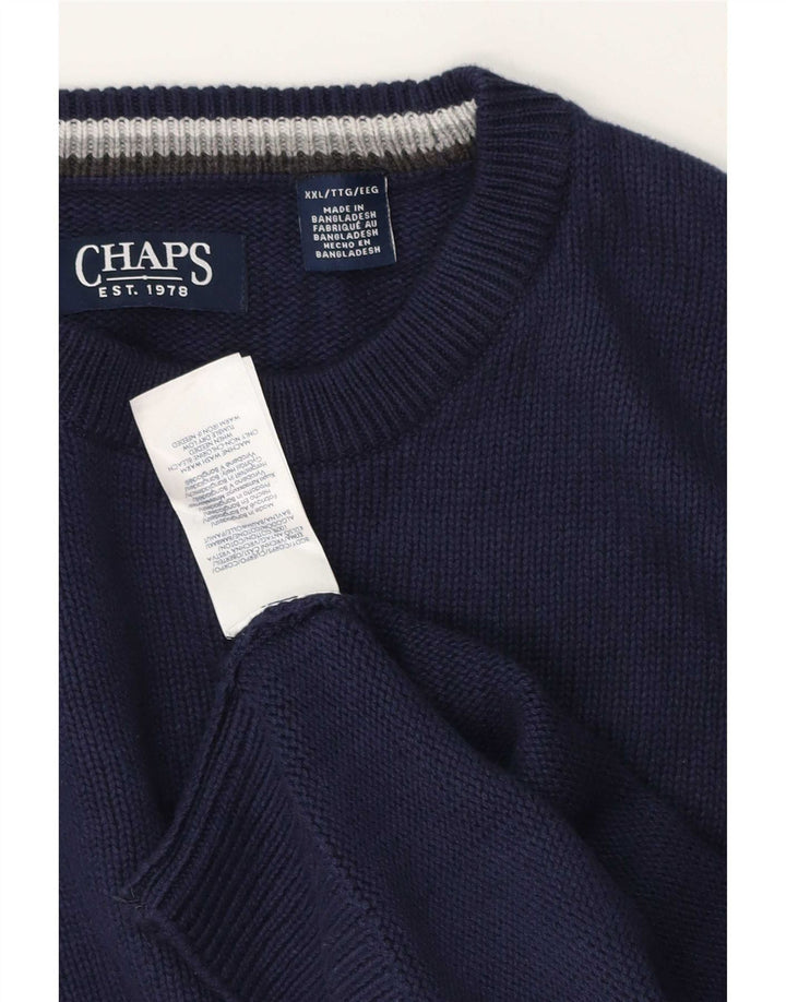 Chaps Pull à col rond coupe classique pour homme 2XL Bleu marine classique