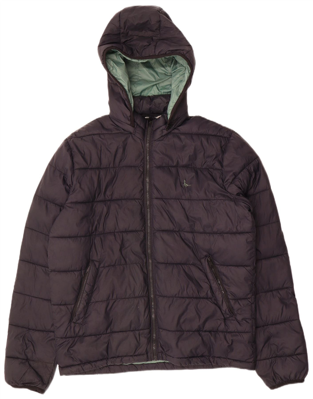 Jack Wills Veste matelassée à capuche pour homme UK 38 Medium Black Nylon