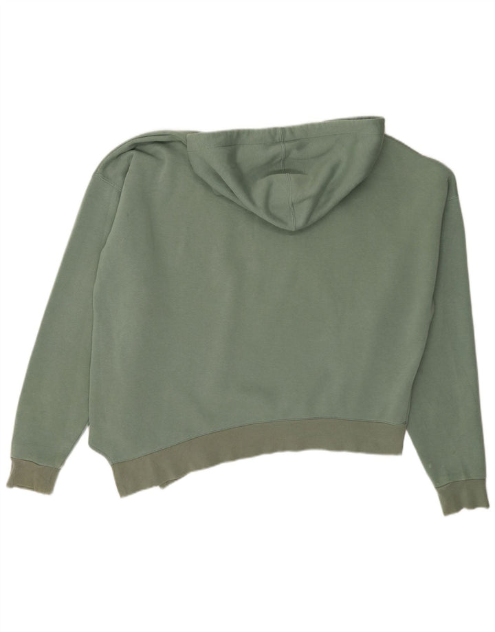 Reebok Pull à capuche asymétrique court pour femme UK 12/14 Vert moyen Coton