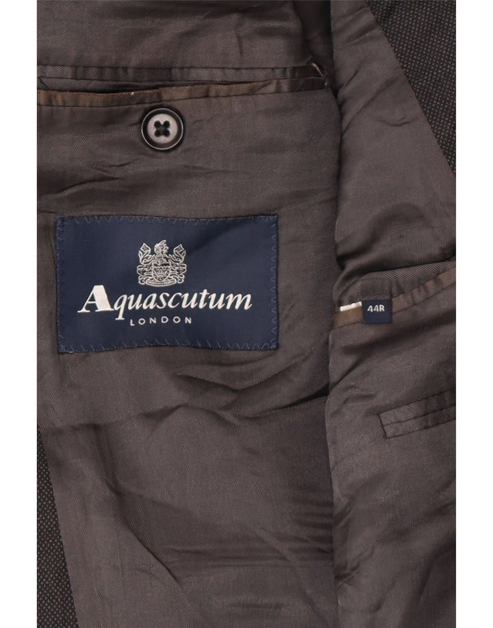 AQUASCUTUM Mens 2 Button Blazer Jacket UK 44 2XL Grey Wool Vintage Aquascutum and Second-Hand Aquascutum from Messina Hembry 