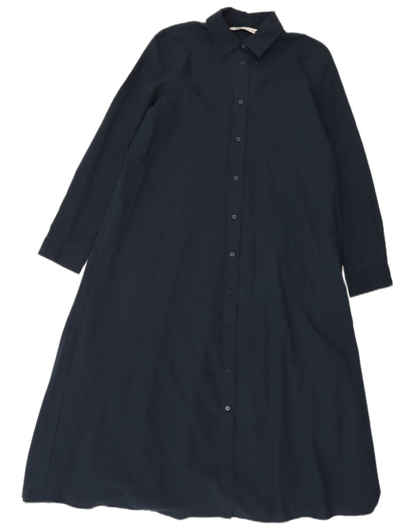 Zara Robe chemise surdimensionnée pour femme UK 6 XS Bleu marine Polyester