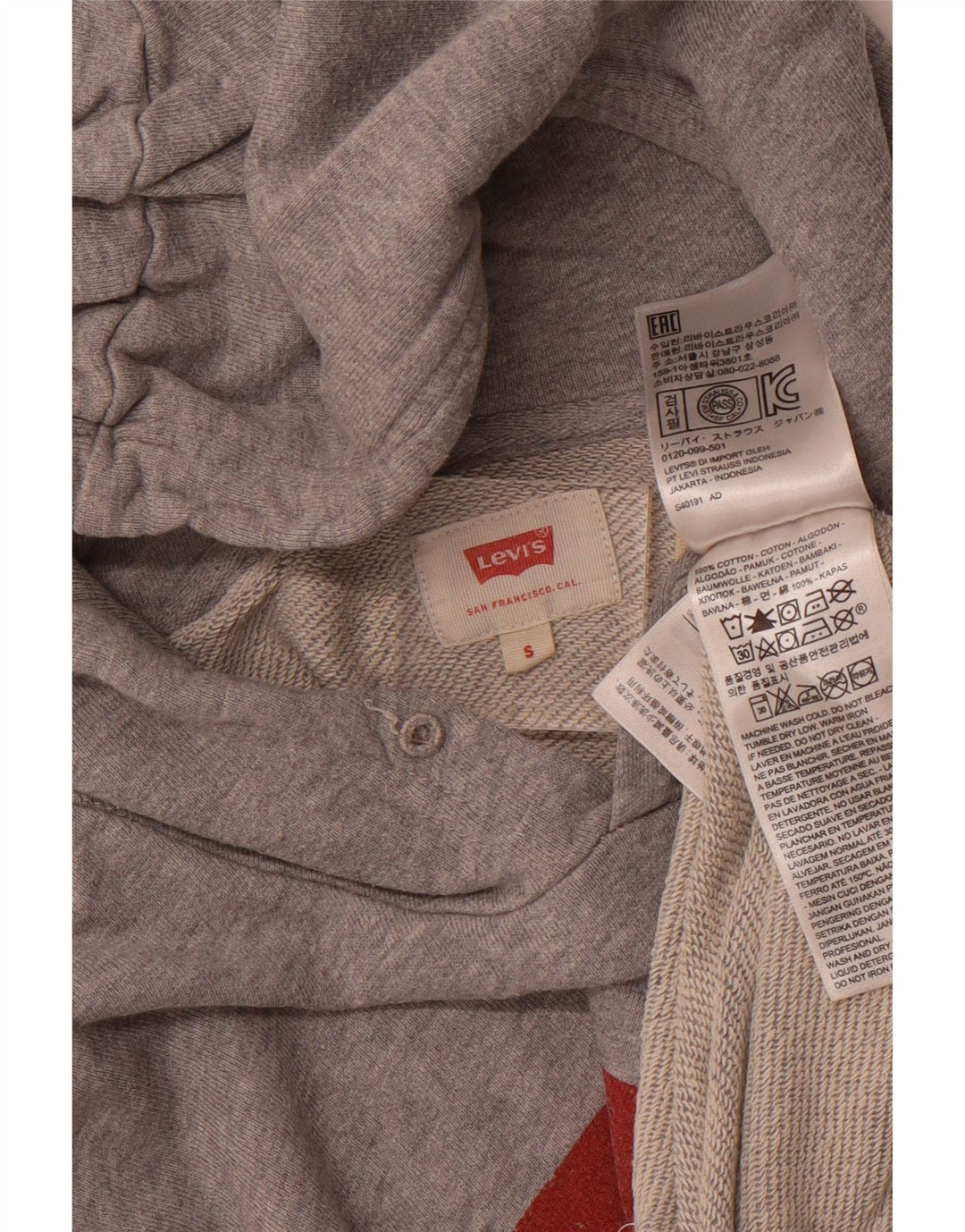 Levi's Pull à Capuche Graphic Homme Petit Gris Coton