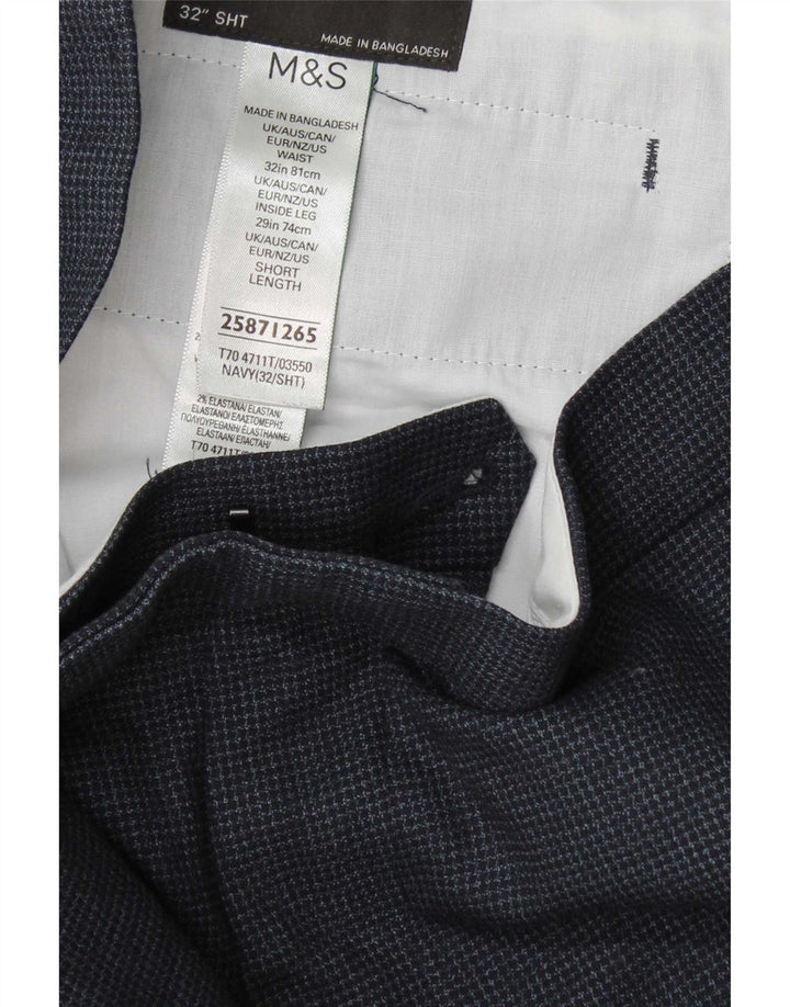 Marks & Spencer Pantalon de costume fuselé pour homme W32 L29 Bleu marine à carreaux