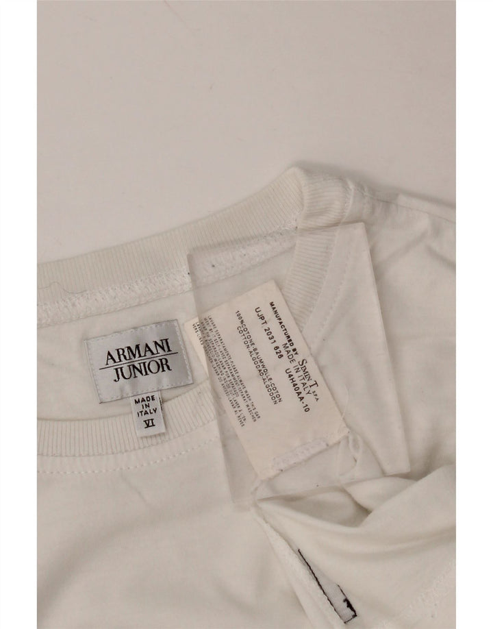 ARMANI JUNIOR T-Shirt Graphique Garçon 11-12 ans Blanc Coton