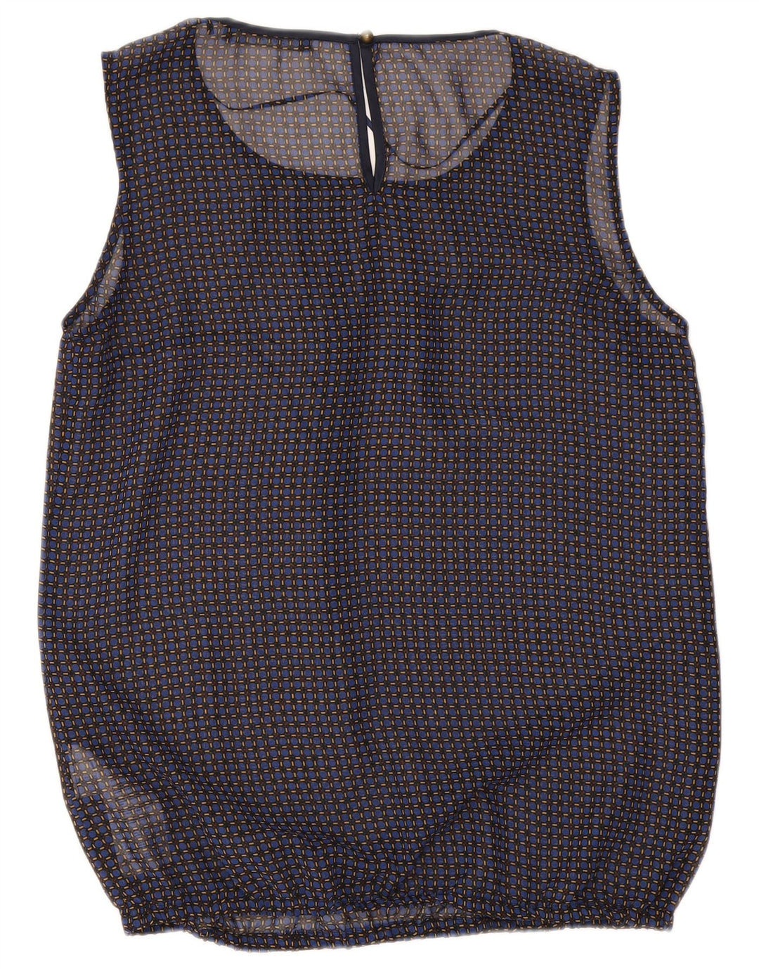 Esprit Chemisier sans manches pour femme UK 12 Bleu marine moyen à carreaux en polyester