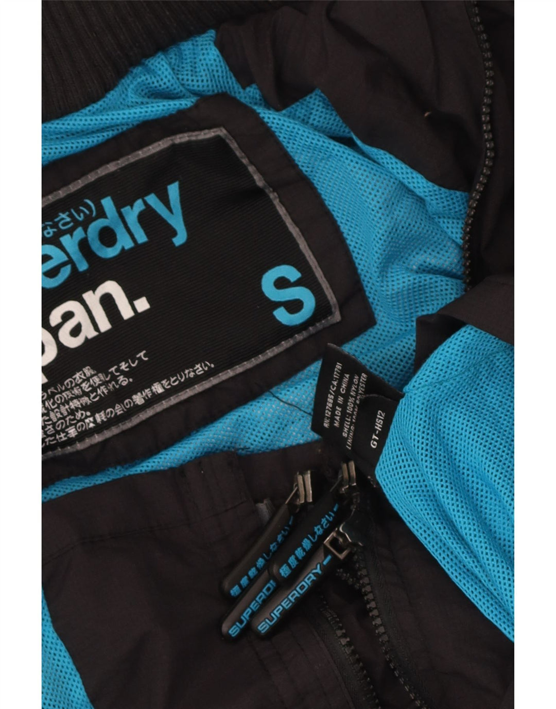 Superdry Veste de pluie à capuche pour homme UK 36 Small Noir Nylon