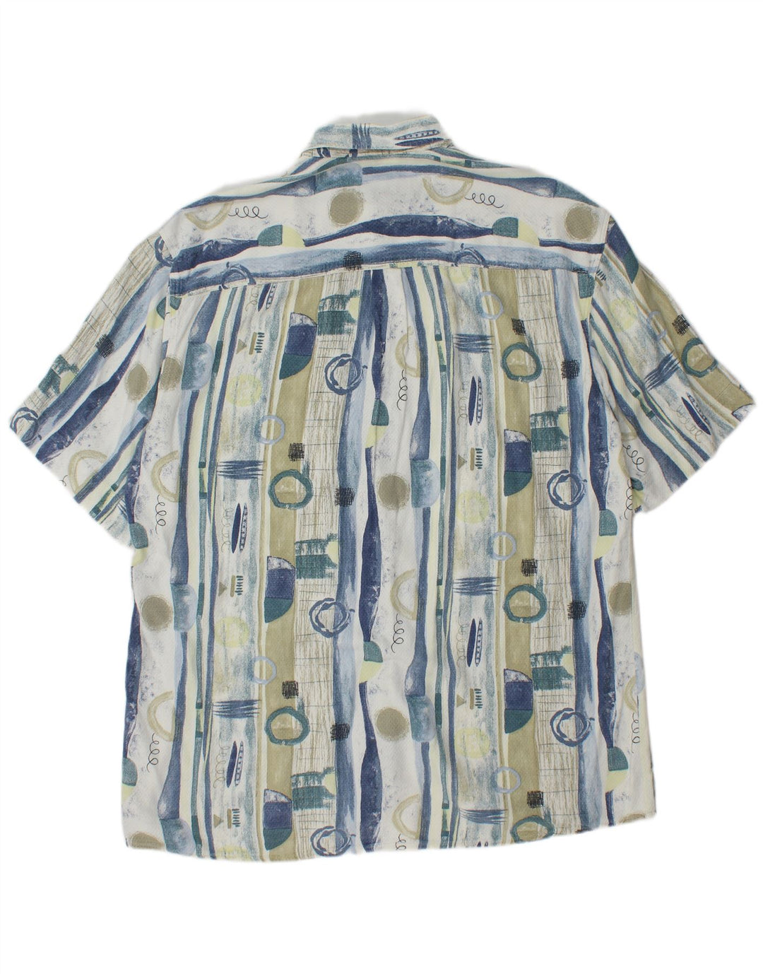 VINTAGE Chemise longue à motif abstrait pour homme Taille 41 Grand Bleu