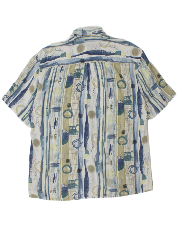 VINTAGE Chemise longue à motif abstrait pour homme Taille 41 Grand Bleu