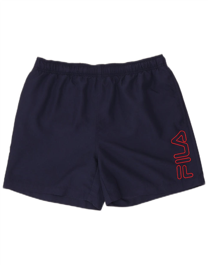 FILA Short de Sport Graphique Homme Large Bleu Marine Polyester