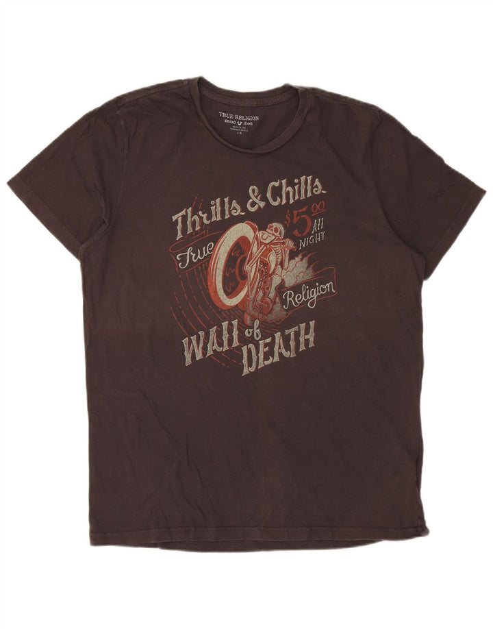 True Religion T-shirt graphique pour homme en coton gris Taille L