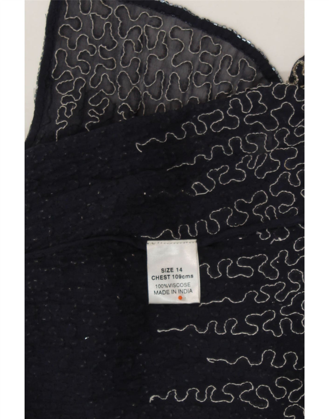 VINTAGE Womens Abstract Pattern Cardigan Top UK 14 Large Navy Blue Vintage Vintage and Second-Hand Vintage from Messina Hembry 