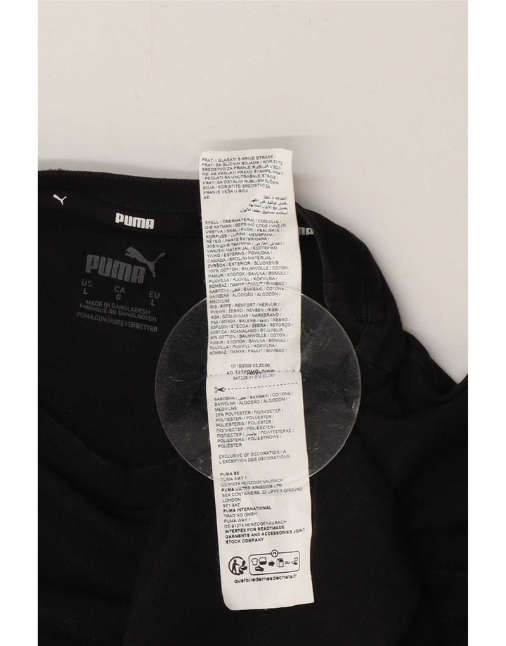 Puma Mens Regular T-Shirt Top Large Black Cotton