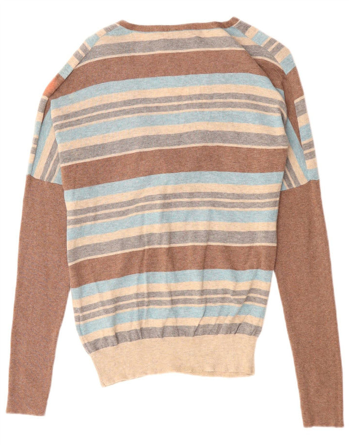 MONSOON Pull col en V pour femme UK 12 Medium Multicolore Rayé