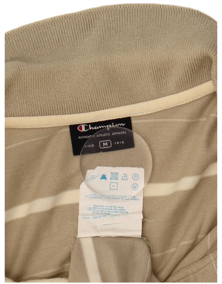 Champion Polo Homme Coton Rayé Beige Moyen