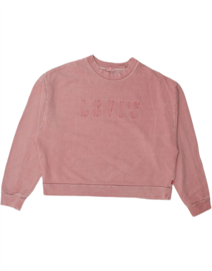 Levi's Sweat-shirt oversize court graphique pour femme UK 14 Rose moyen