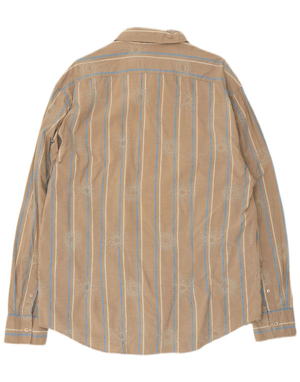 Ted Baker Chemise Homme Taille 6 2XL Coton Rayé Beige