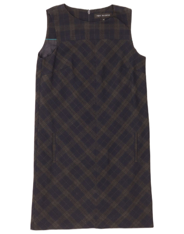 Next Robe droite sans manches pour femme UK 10 Petit carreaux verts