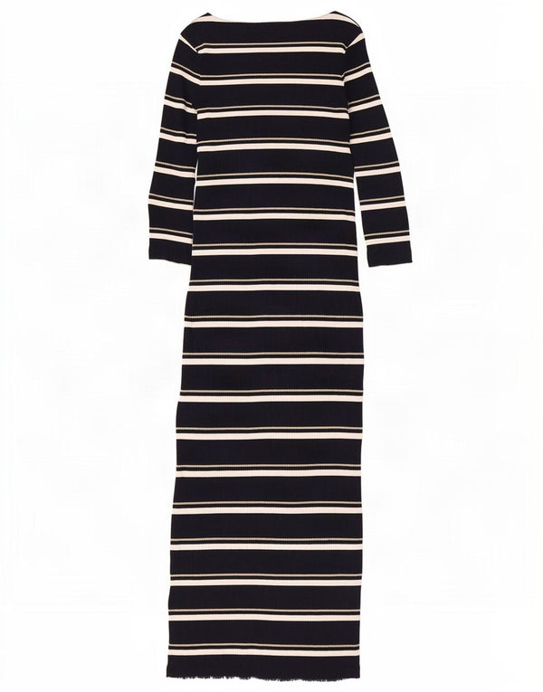 Massimo Dutti Robe pull maxi à manches 3/4 pour femme UK 8 Small Noir rayé