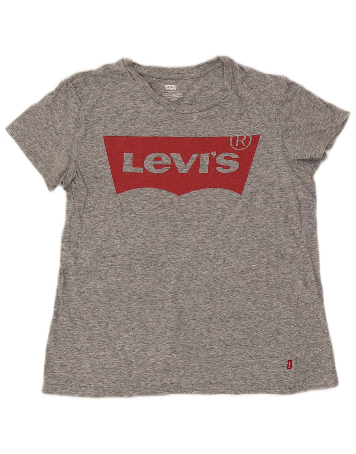 Levi's T-Shirt Graphique Femme UK 10 Small Gris Moucheté