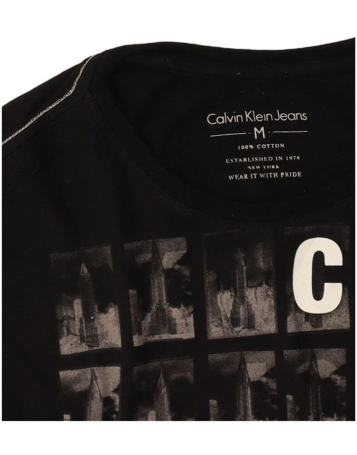 CALVIN KLEIN JEANS Mens Graphic T-Shirt Top Medium Black