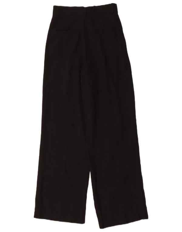 Zara Pantalon Chino Taille Haute Jambe Large Pour Femme XS W24 L31 Noir