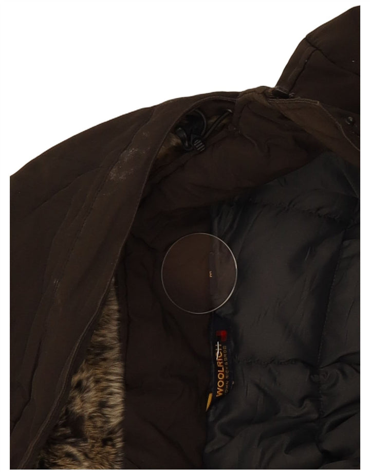 Woolrich Manteau rembourré à capuche pour femme UK 12 Medium Kaki Coton