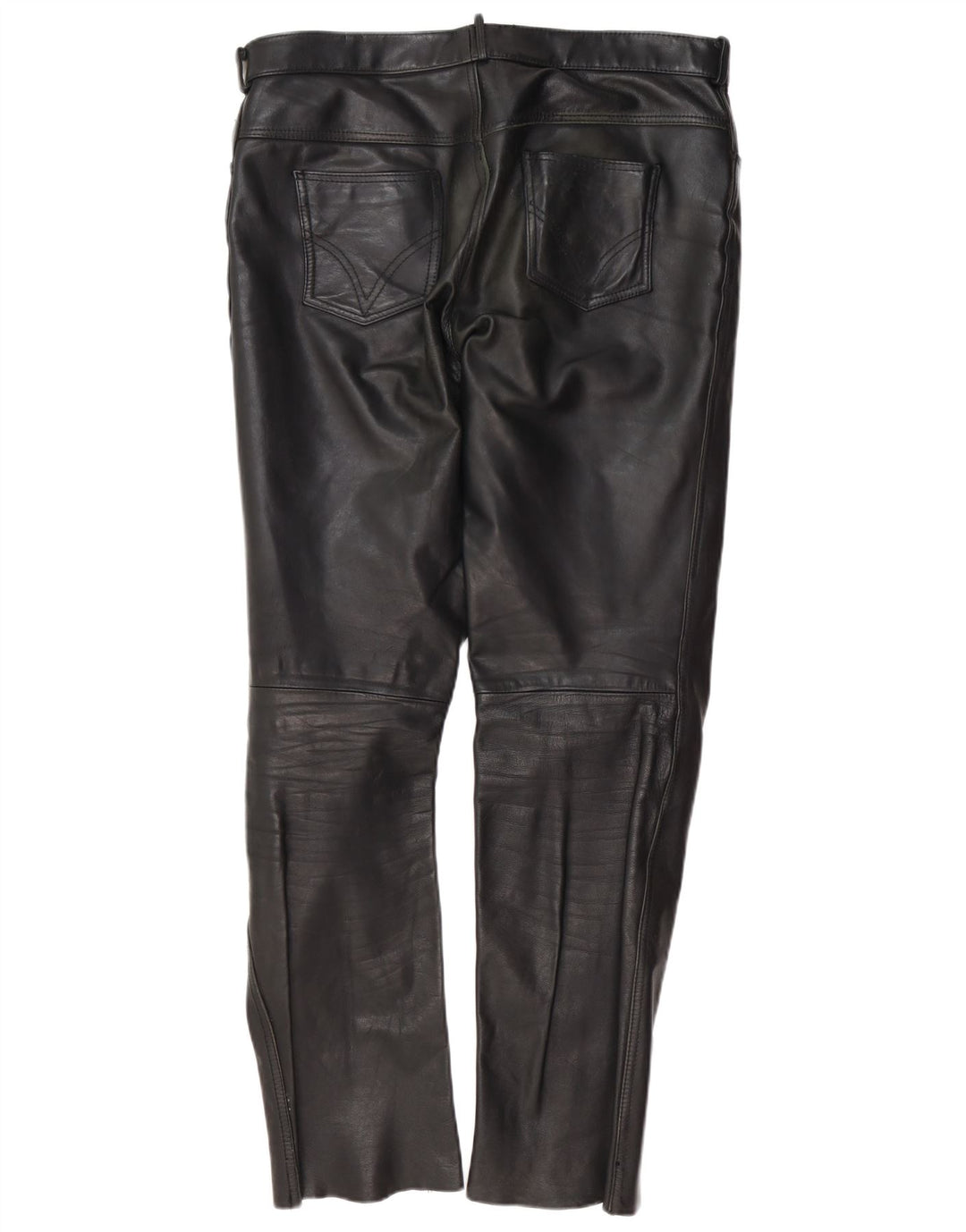 Pantalon en cuir slim vintage pour hommes W37 L34 Cuir noir