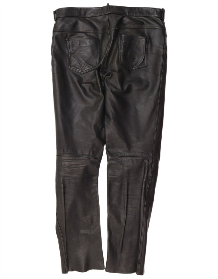 Pantalon en cuir slim vintage pour hommes W37 L34 Cuir noir