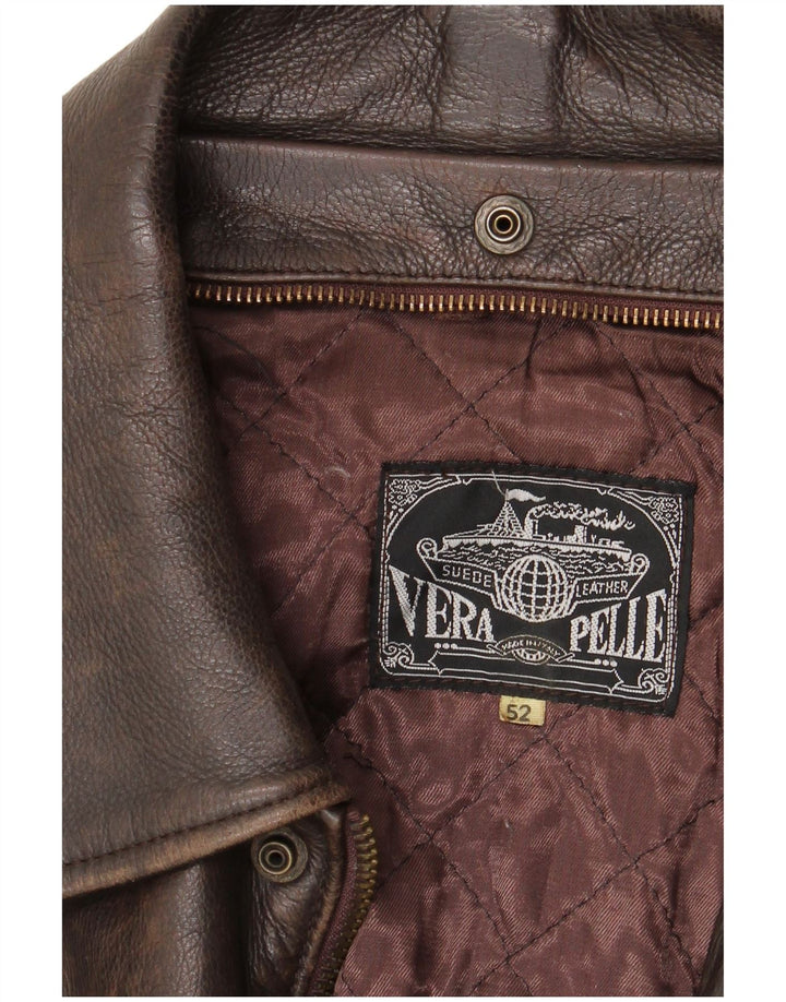 Veste en cuir homme vintage IT 52 XL Cuir marron