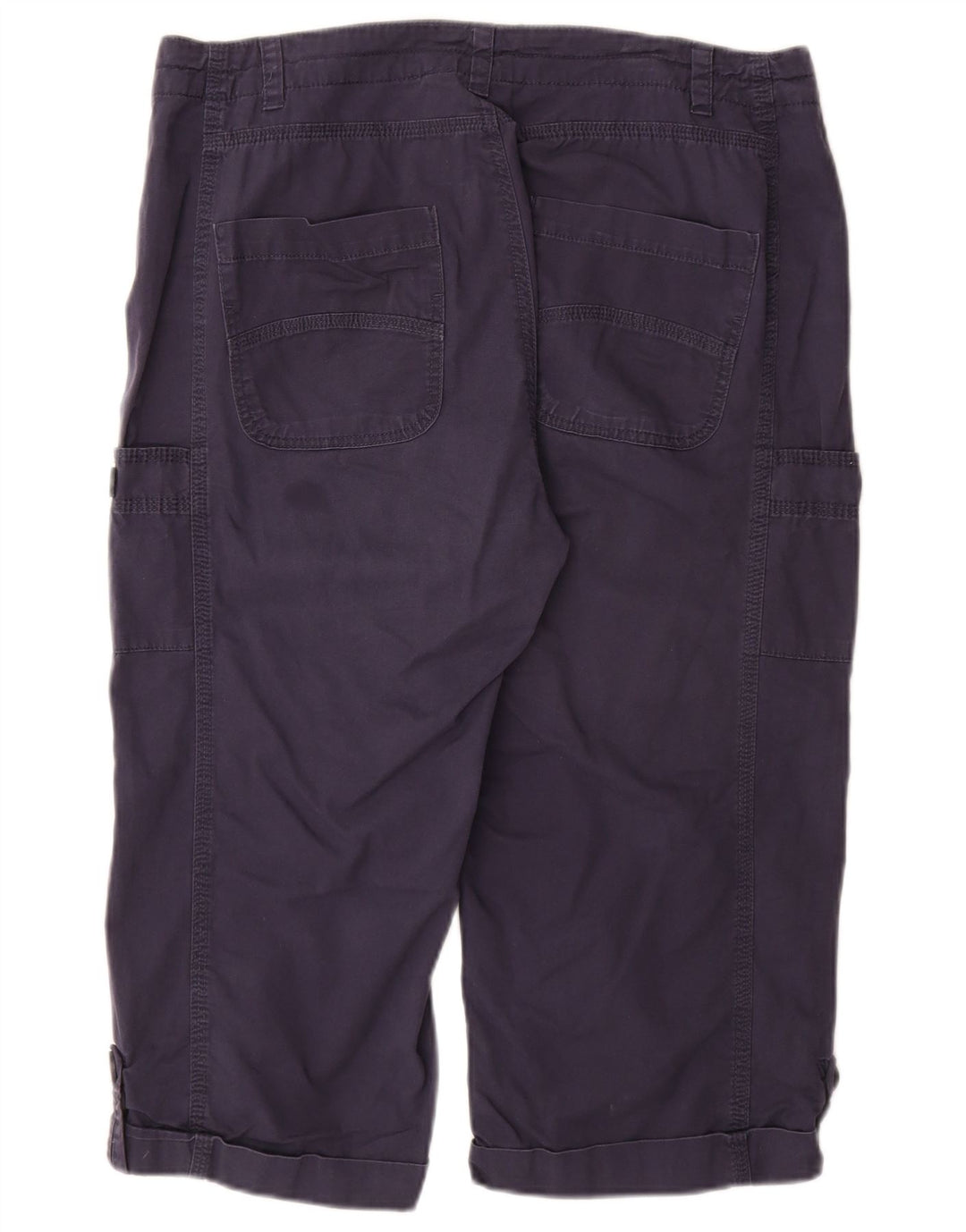 WEIRD FISH Pantalon Capri Femme UK 14 Large W34 Bleu Marine Coton