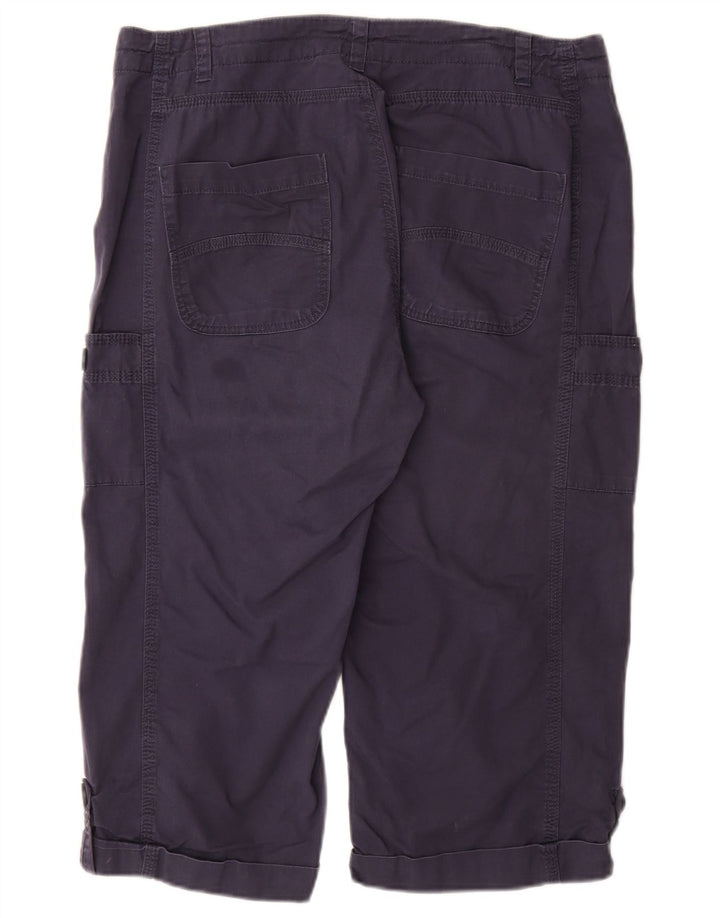 WEIRD FISH Pantalon Capri Femme UK 14 Large W34 Bleu Marine Coton