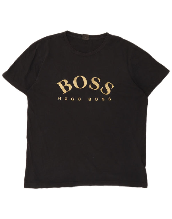 Hugo Boss T-shirt graphique pour hommes, grand, noir, coton