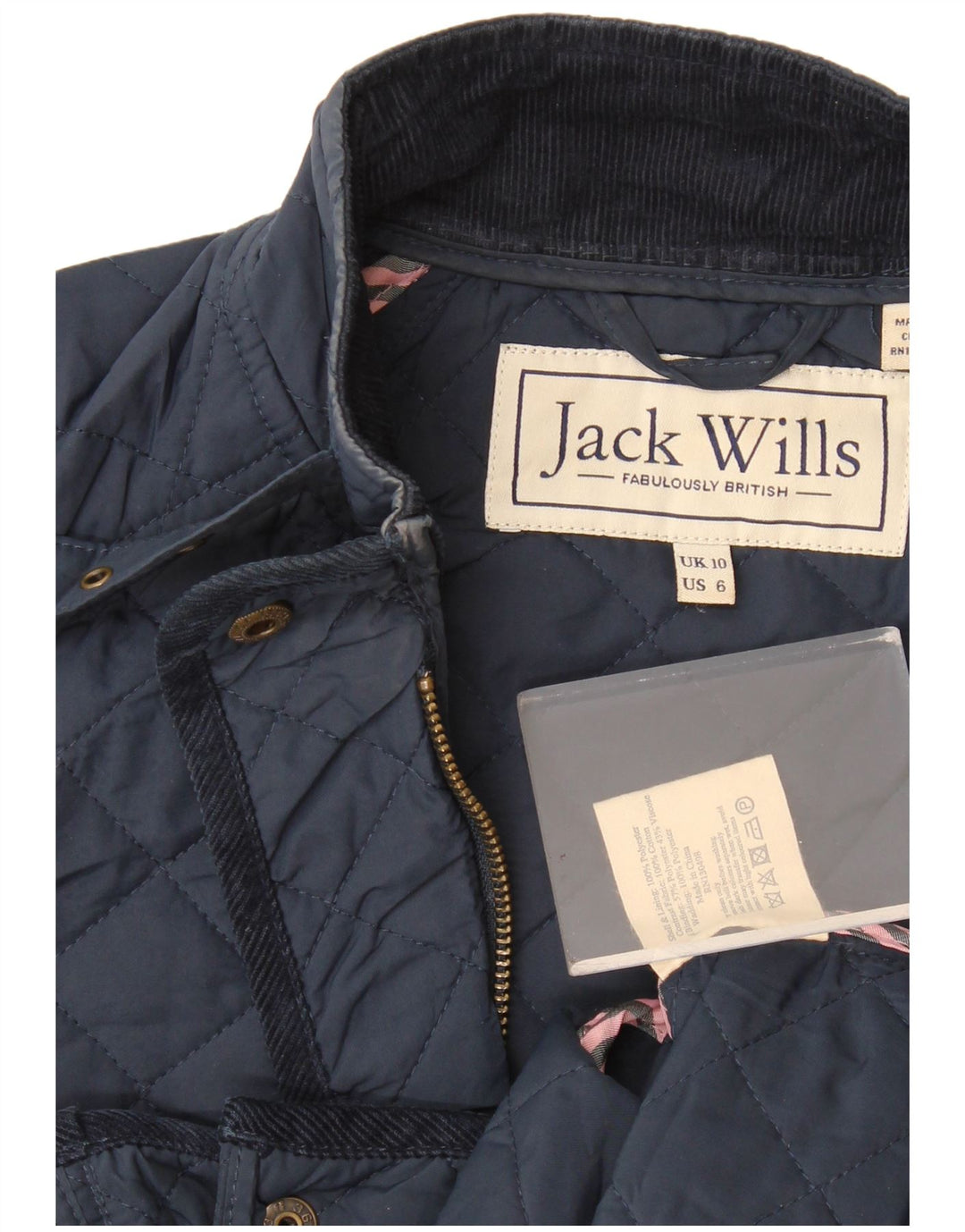 Jack Wills Veste matelassée pour femme UK 10 Small Bleu marine Polyester