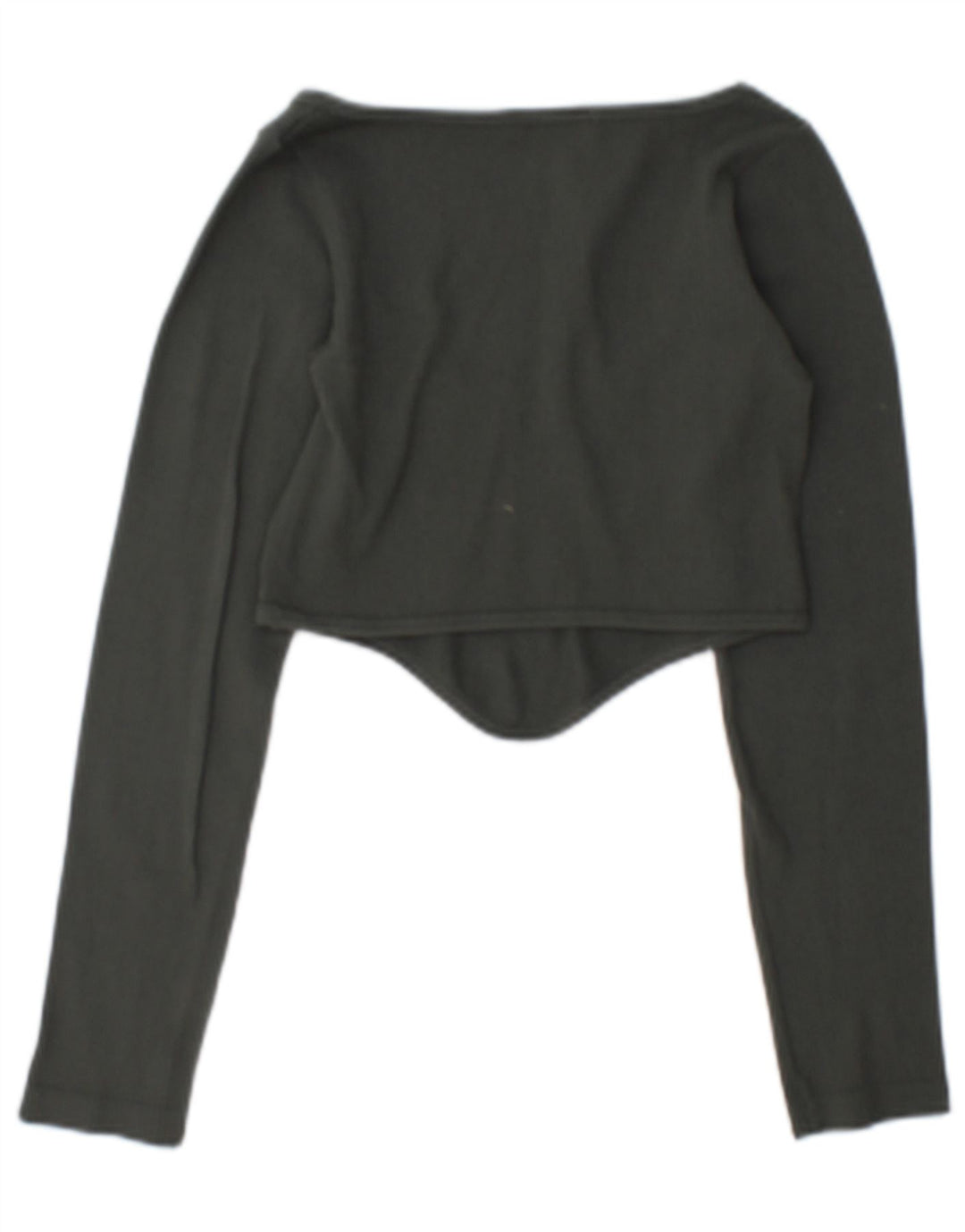 Zara Femme Haut Court À Manches Longues UK 12 Polyamide Vert Moyen