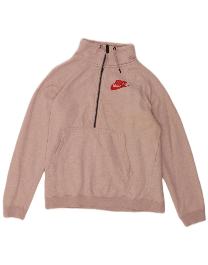 Nike Sweat-shirt surdimensionné à col zippé pour femme UK 14 Rose moyen moucheté