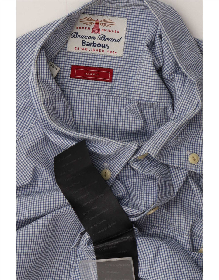 Barbour Chemise Slim Fit Homme Bleu Moyen Vichy Coton