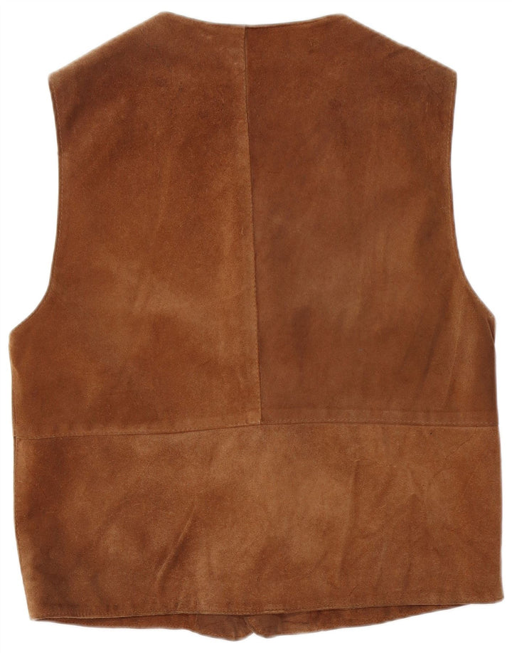 VINTAGE Gilet en daim pour homme grand cuir marron