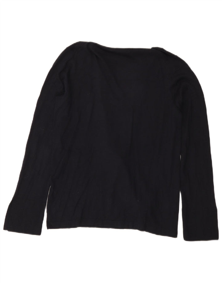 Massimo Dutti Pull à col châle pour femme UK 12 Bleu marine moyen