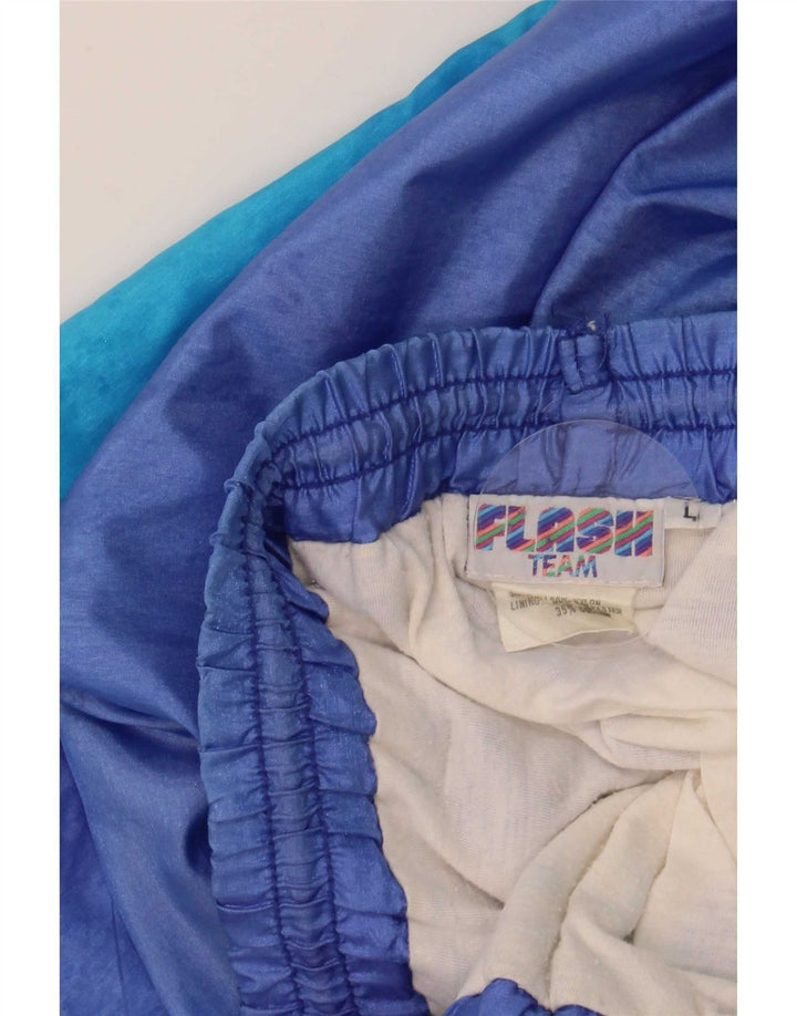 Flash Pantalon de Survêtement Homme Joggers Large Bleu Colorblock Nylon