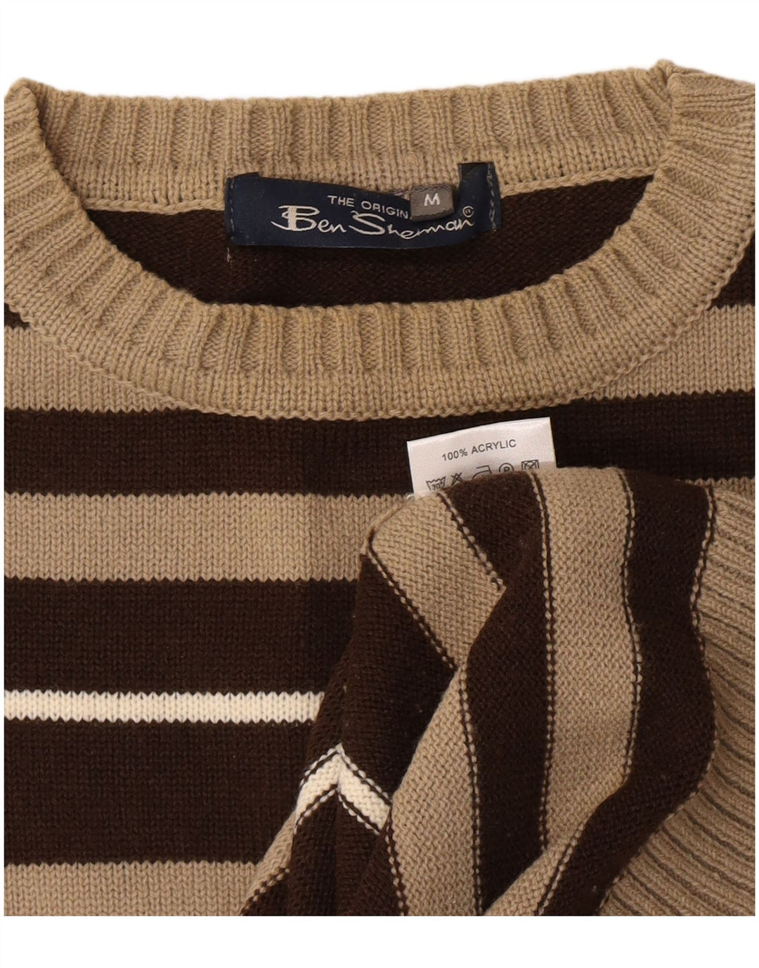 Ben Sherman Pull ras du cou pour homme en acrylique rayé marron moyen