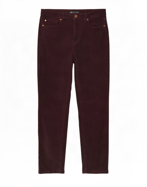 Marks & Spencer Pantalon taille haute en velours côtelé pour femme UK 14 Large W32 L27 Bur