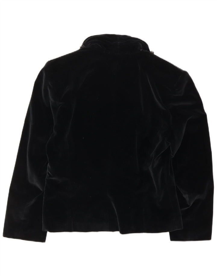 VINTAGE Veste blazer croisée en velours pour femme IT 44 Noir moyen