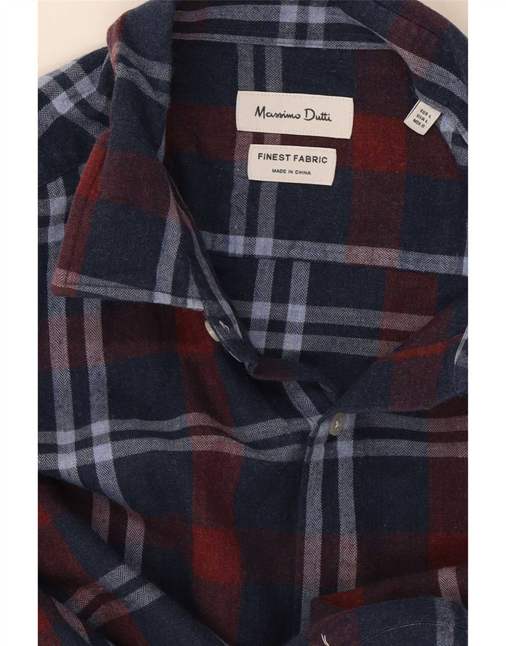 Massimo Dutti Chemise homme grand carreaux bleu marine