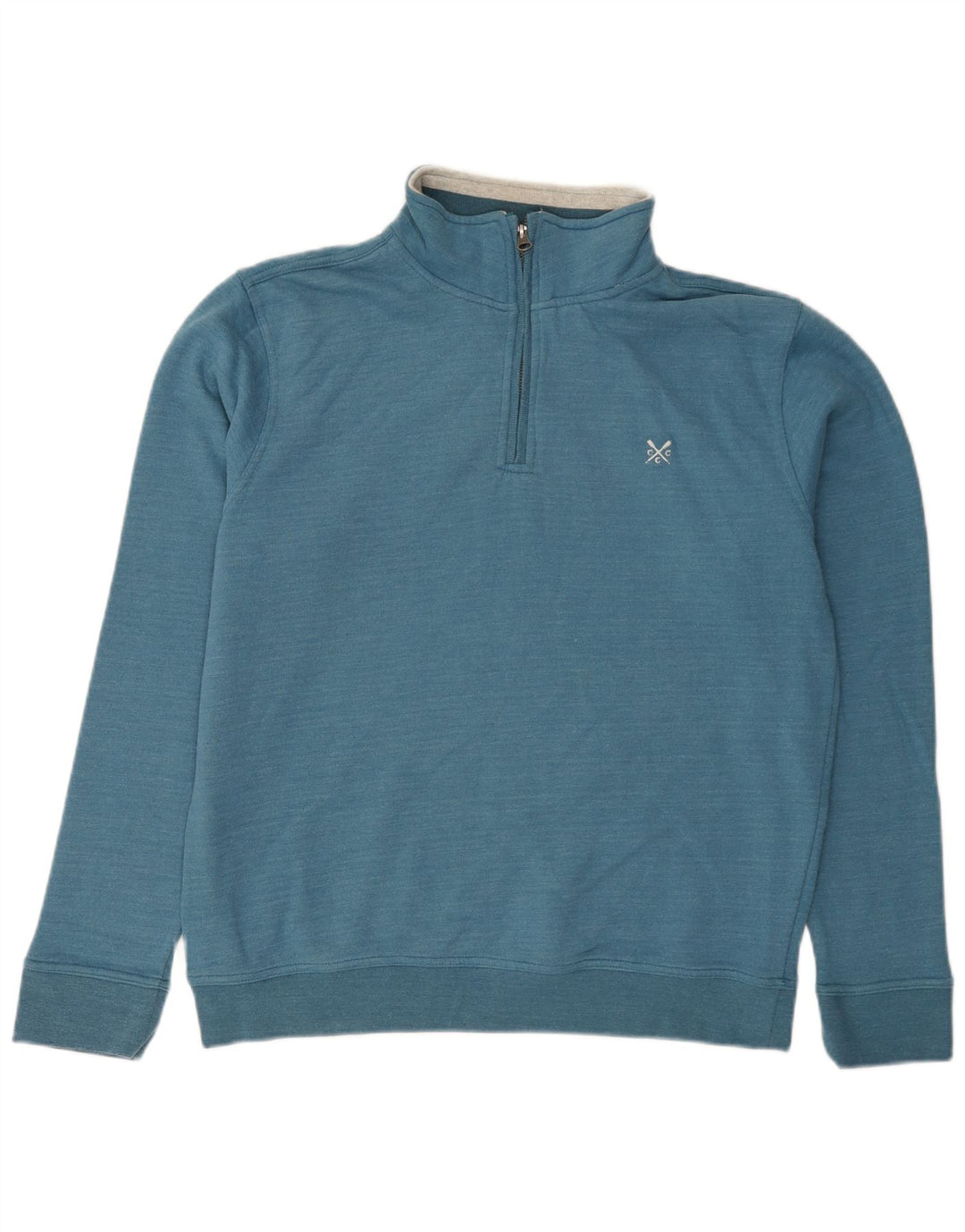 CREW CLOTHING Sweat-shirt à col zippé pour homme en coton bleu Taille L