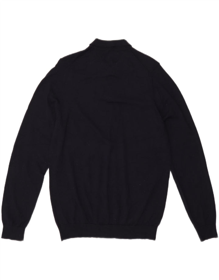 Marks & Spencer Pull à col polo pour homme en laine bleu marine Taille L
