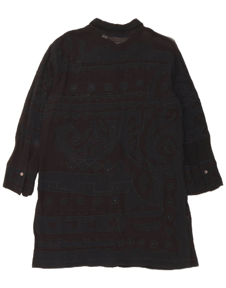 Chico's Robe chemise pour femme UK 14 Rayonne géométrique noire moyenne
