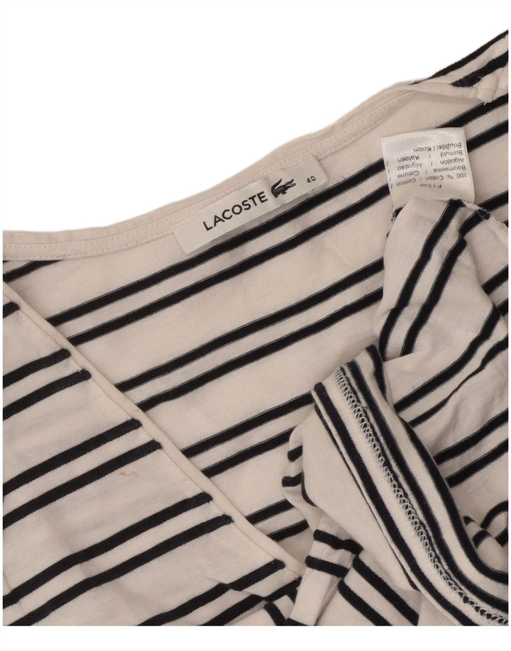 Lacoste T-Shirt Femme Top Taille 40 Coton Rayé Blanc Moyen