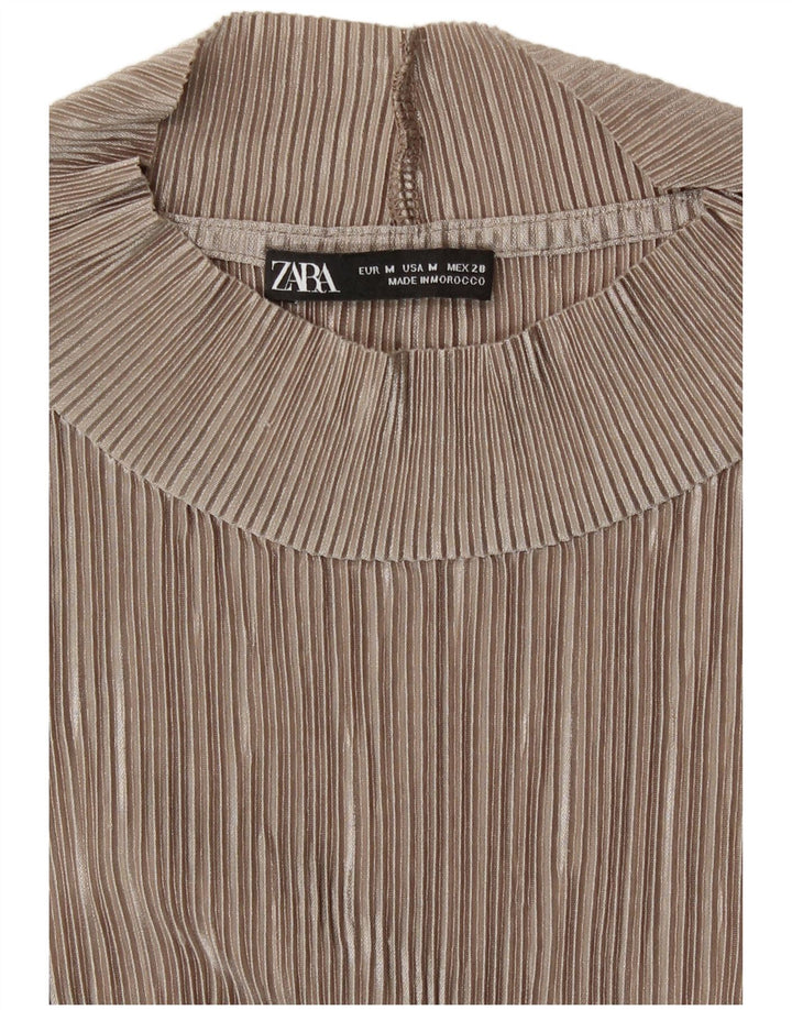 Zara Femme Chemisier Top UK 14 Beige Moyen