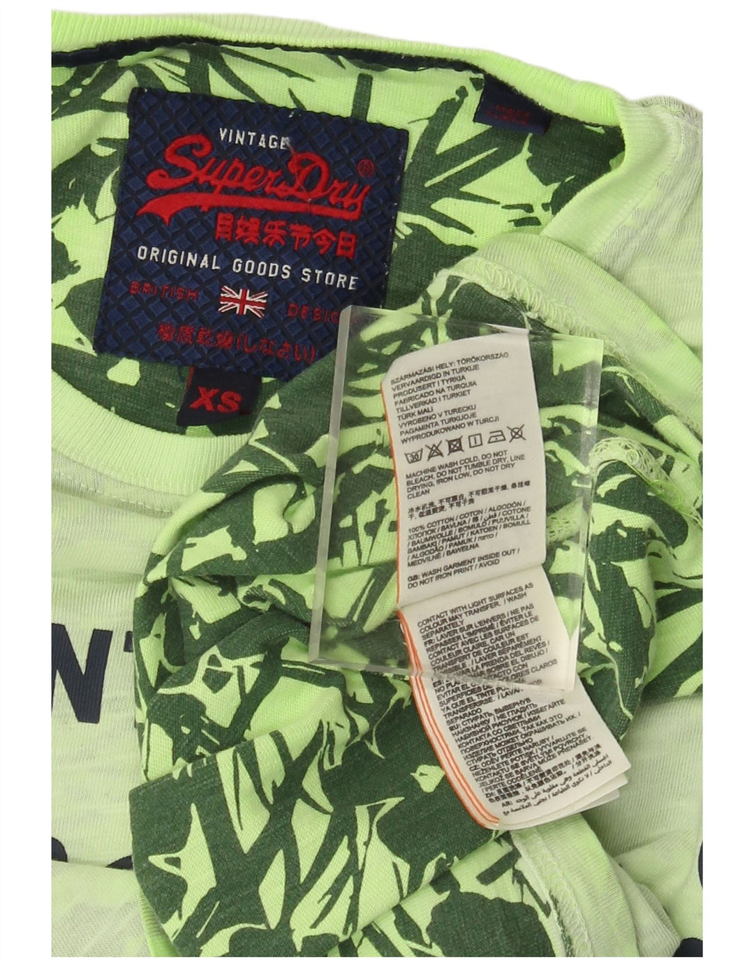 SUPERDRY T-Shirt Graphique Top XS Vert Coton Homme